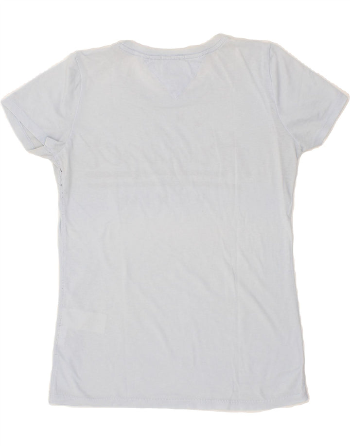 TOMMY HILFIGER Womens Graphic T-Shirt Top UK 12 Medium Blue Vintage Tommy Hilfiger and Second-Hand Tommy Hilfiger from Messina Hembry 