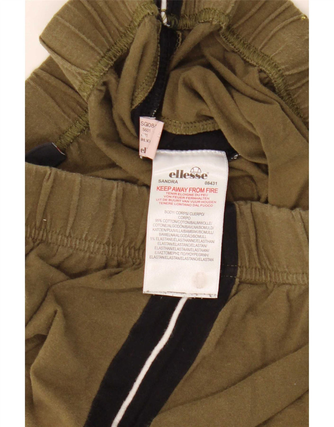 Ellesse Womens Leggings UK 12 Medium Khaki Colourblock Cotton