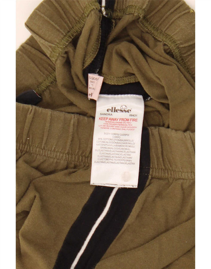 Ellesse Womens Leggings UK 12 Medium Khaki Colourblock Cotton