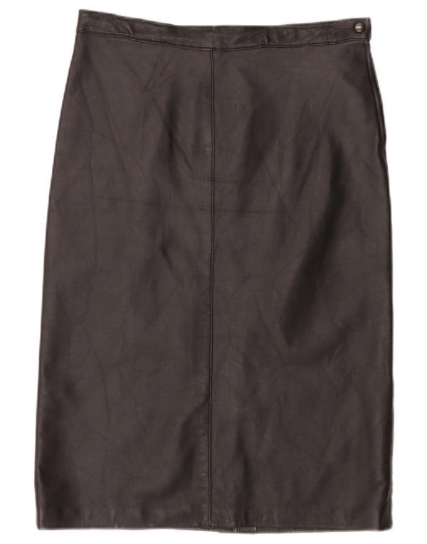 Vintage Womens Leather Skirt W30 Medium Black