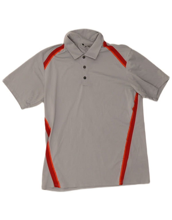Adidas Mens Climacool Polo Shirt Grande Cinza Colorblock Poliéster