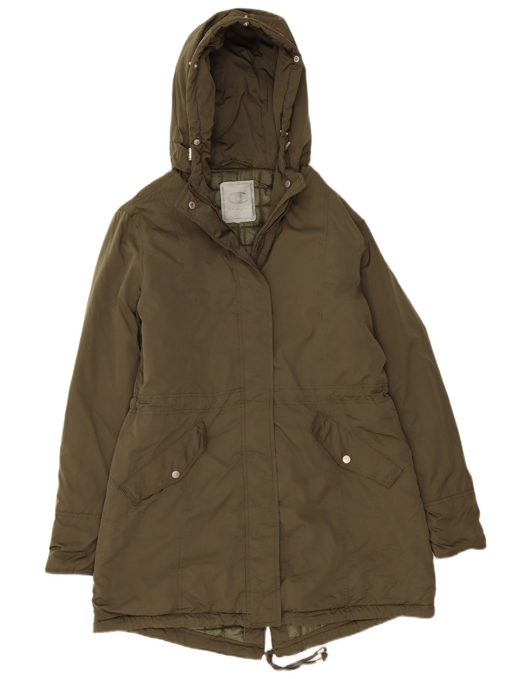 Champion Womens Hooded Parka Jacket UK 18 XL Khaki Polyester