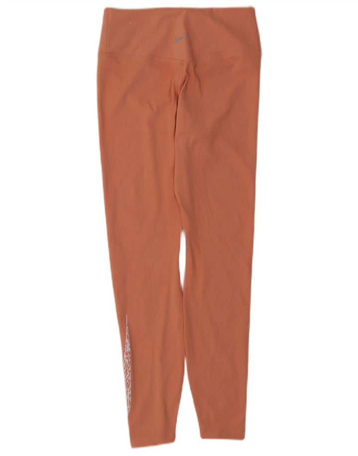 Nike Womens Dri Fit Graphic Leggings UK 8 Small  Orange Polyester