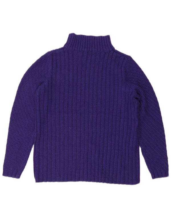 M&Co Womens Turtle Neck Jumper Sweater UK 14 Large Purple Acrylic