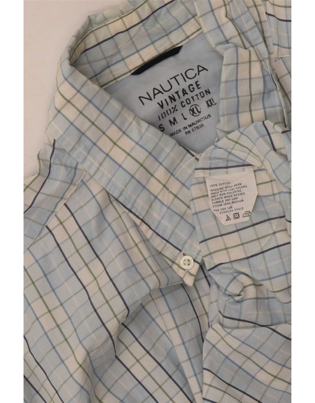Nautica Camisa Hombre XL Azul Cuadros Algodón