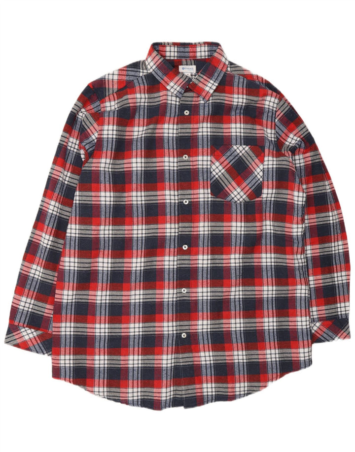 REWARD Mens Flannel Shirt UK 39/40 Medium Red Check Cotton
