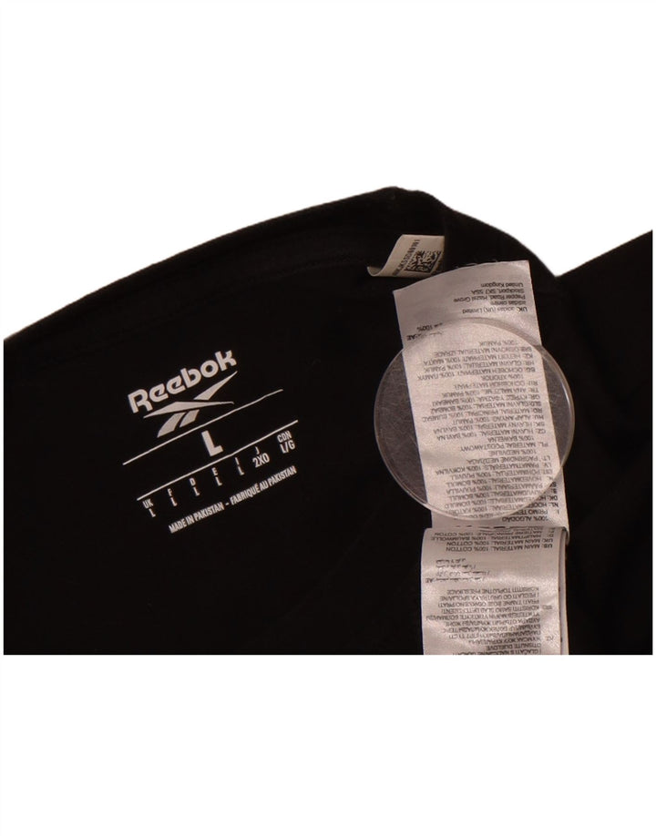 REEBOK Mens Graphic T-Shirt Top Large Black Cotton
