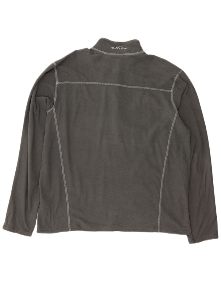 Eddie Bauer Mens Zip Neck Fleece Jumper XL Grey Polyester