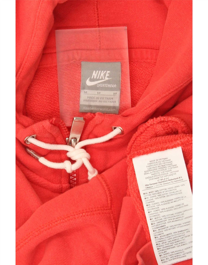 Felpa con cappuccio e zip da donna Nike UK 14 cotone rosso medio