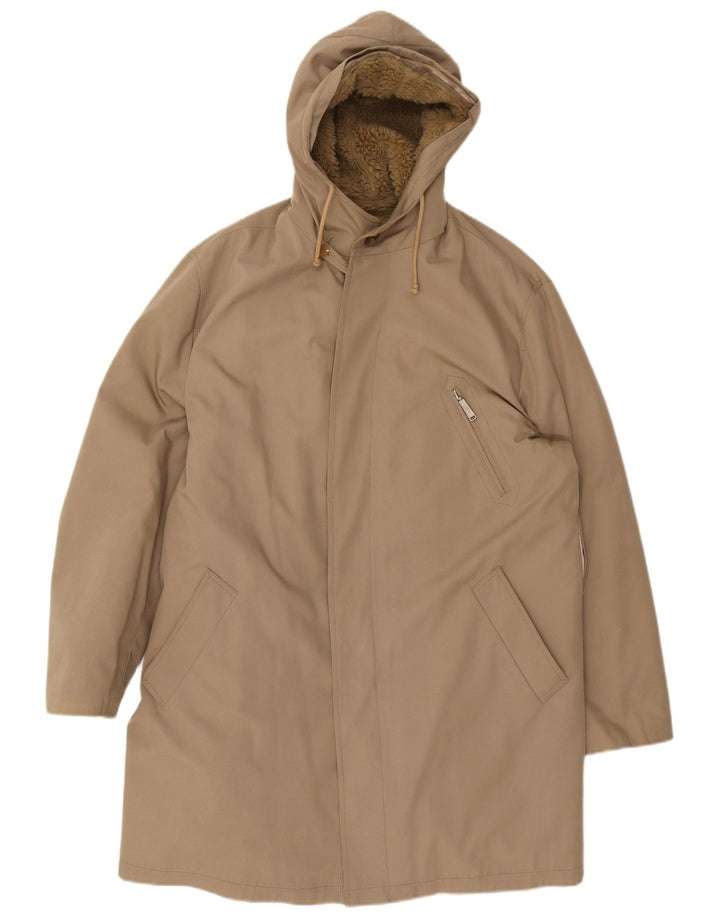 Vintage Mens Hooded Parka Jacket UK 40 Large Beige