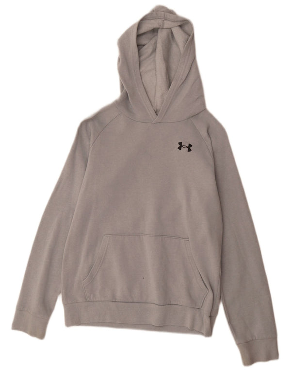Under Armour Boys Hoodie Jumper 12-13 Years Large Grey Cotton