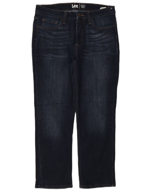 Lee Womens Mid Rise Regular Fit Straight Jeans US 2 XS W32 L27 Navy Blue