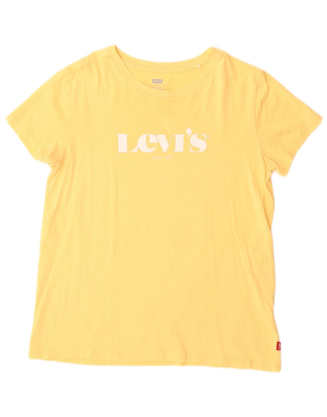 Levi's Damen Grafik-T-Shirt-Oberteil UK 12 Mittelgelb