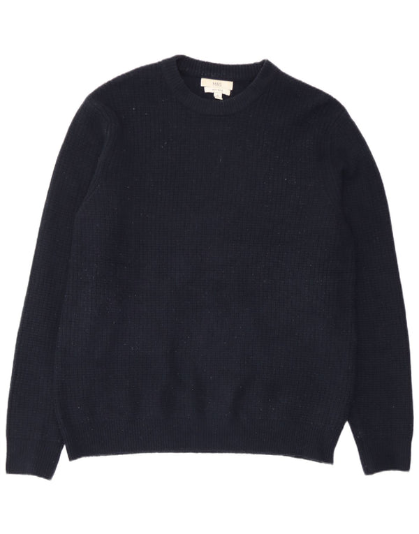 Marks & Spencer Mens Crew Neck Jumper Sweater Large Navy Blue Acrylic