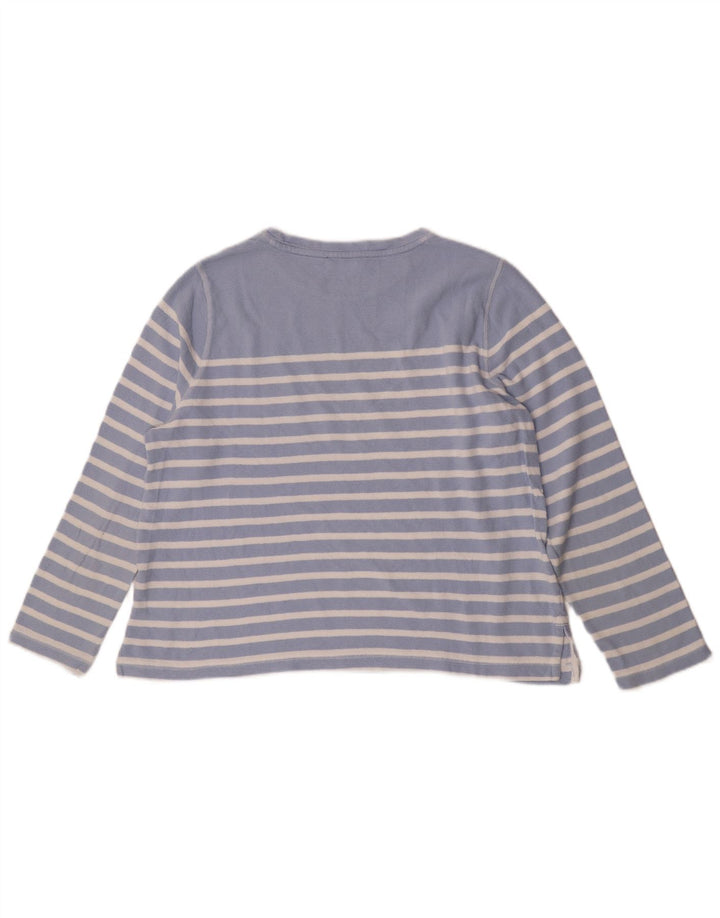 Marks & Spencer Womens Top Long Sleeve UK 16 Large  Blue Striped Cotton