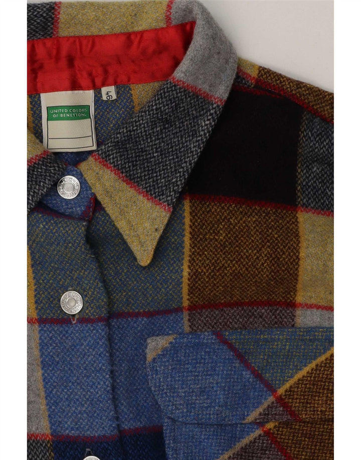 Benetton Womens Overshirt Loose Fit Shirt IT 46 Large Multicoloured Check