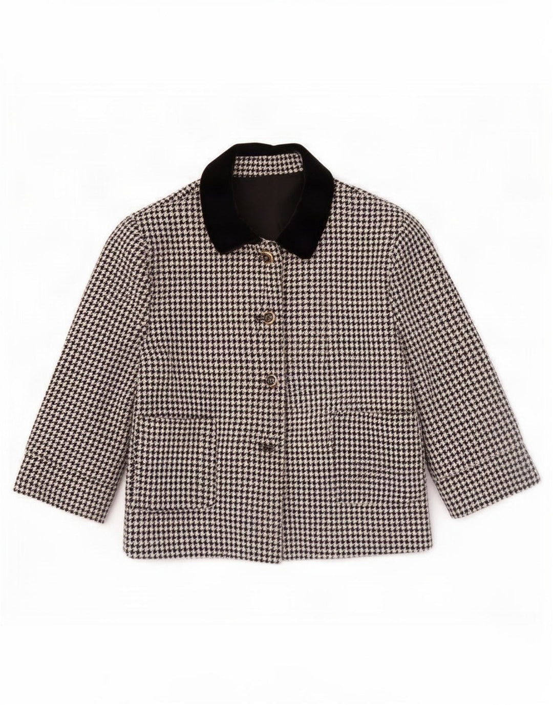 Vintage Womens 3 Button Blazer Jacket UK 14 Medium Black Houndstooth