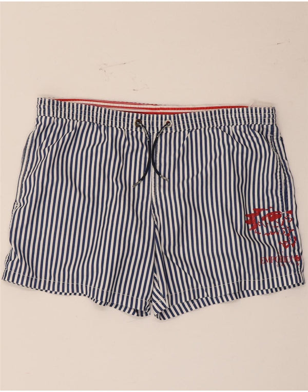 Emporio Armani Mens Graphic Swimming Shorts Large Blue Striped