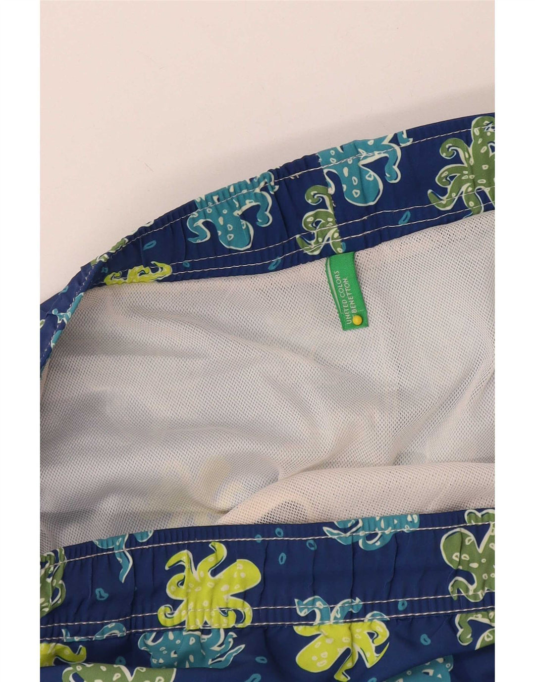 Benetton Mens Abstract Pattern Swimming Shorts XL Blue
