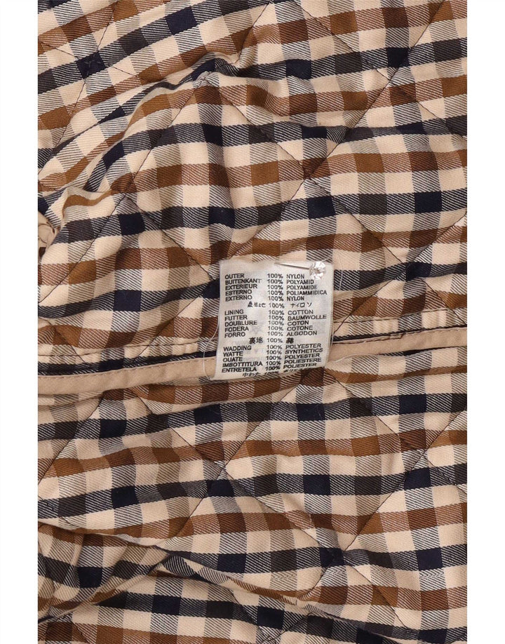 Aquascutum Womens Quilted Jacket UK 16 Large Brown Nylon