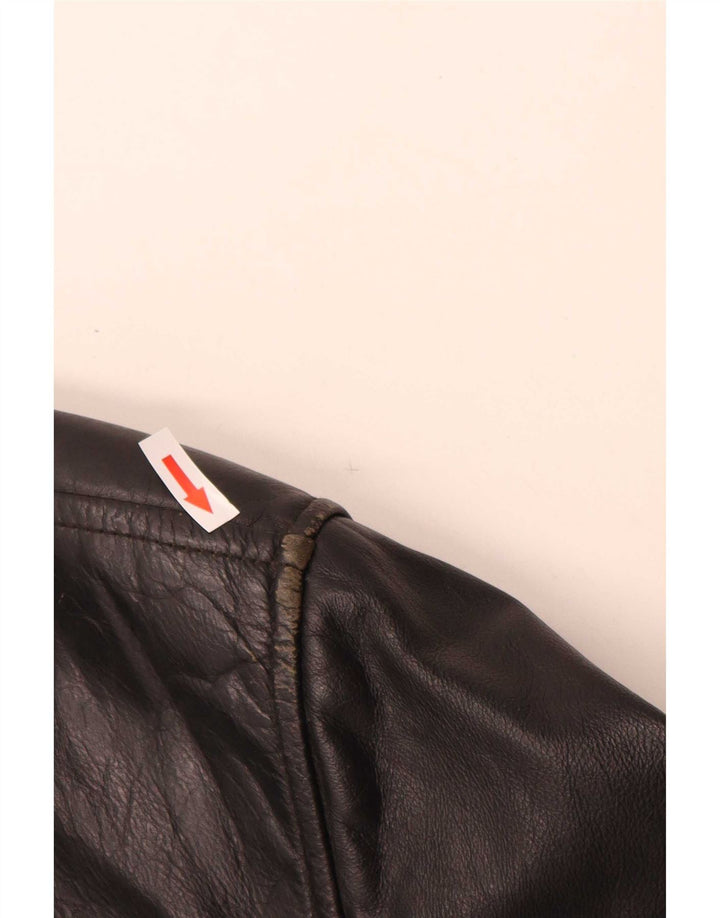 Chaqueta de cuero vintage para hombre IT 48 Medio Negro