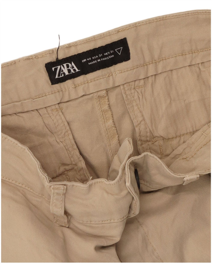 Zara Mens Slim Chino Trousers EU 40 Medium W31 L29 Beige