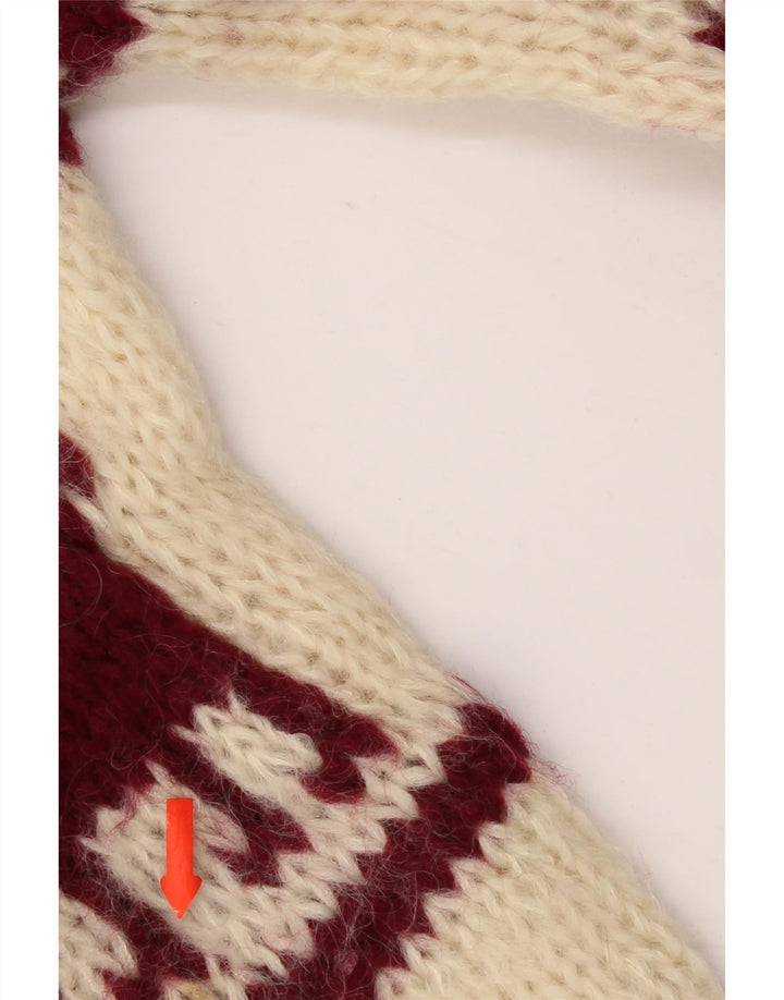 Vintage dame sweater med rund hals DK 14 Medium Off White Aztec