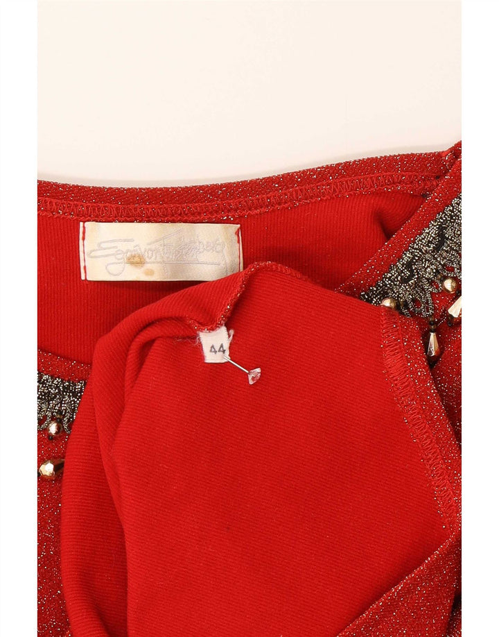 Body feminino vintage de manga comprida IT 44 médio vermelho