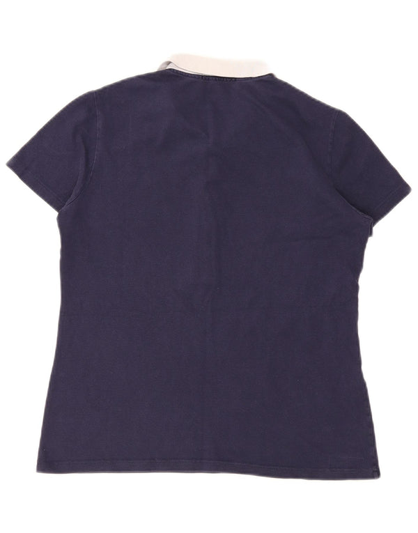 Camisa polo feminina Lacoste tamanho 42 grande algodão colorblock azul marinho
