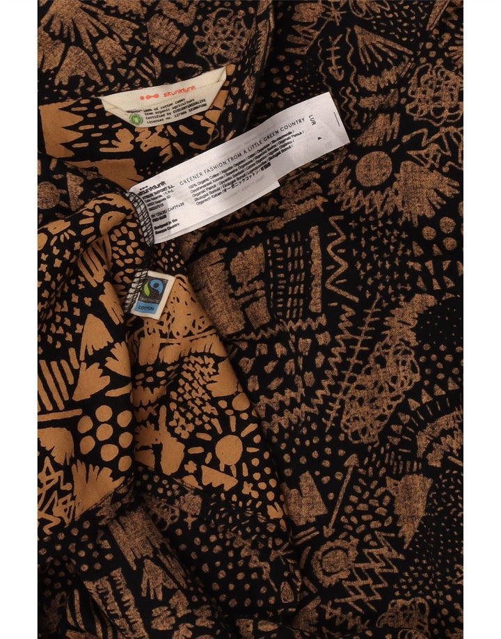 Skunkfunk Womens Sheath Dress UK 12 Medium Brown Geometric Cotton