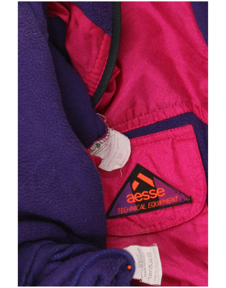 AESSE Dame Oversized 1/4 Zip Anorak Jacket UK 14 Medium Pink Colourblock