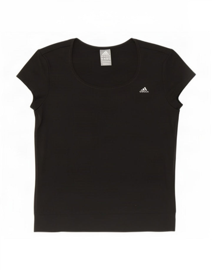 Adidas Dame Climalite T-Shirt Top UK 12/14 Medium Sort Polyester