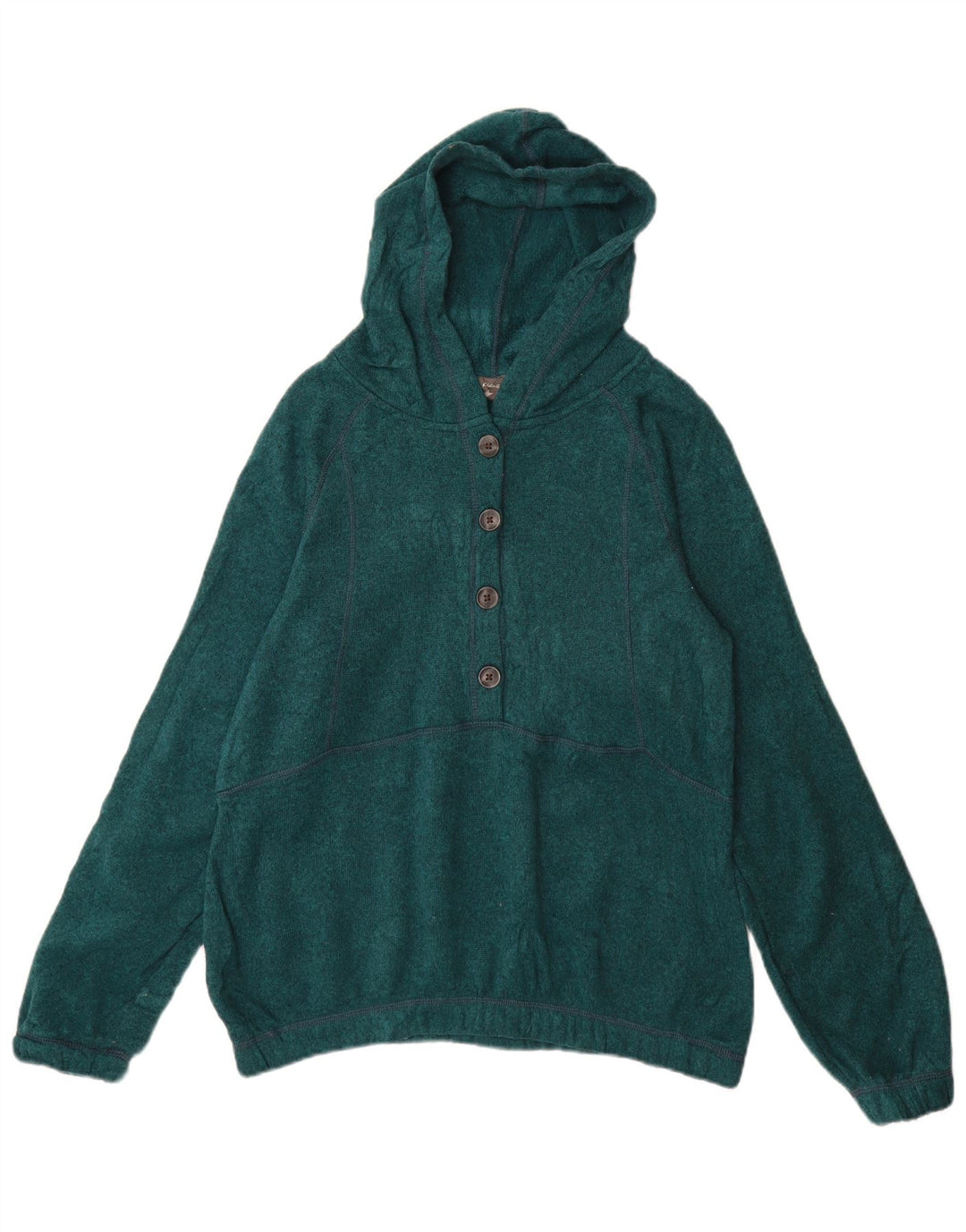 Eddie Bauer Womens Button Neck Jumper Sweater UK 14 Medium Green Polyester