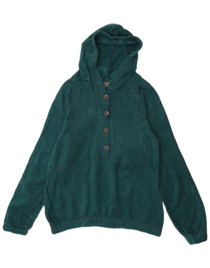 Eddie Bauer Womens Button Neck Jumper Sweater UK 14 Medium Green Polyester