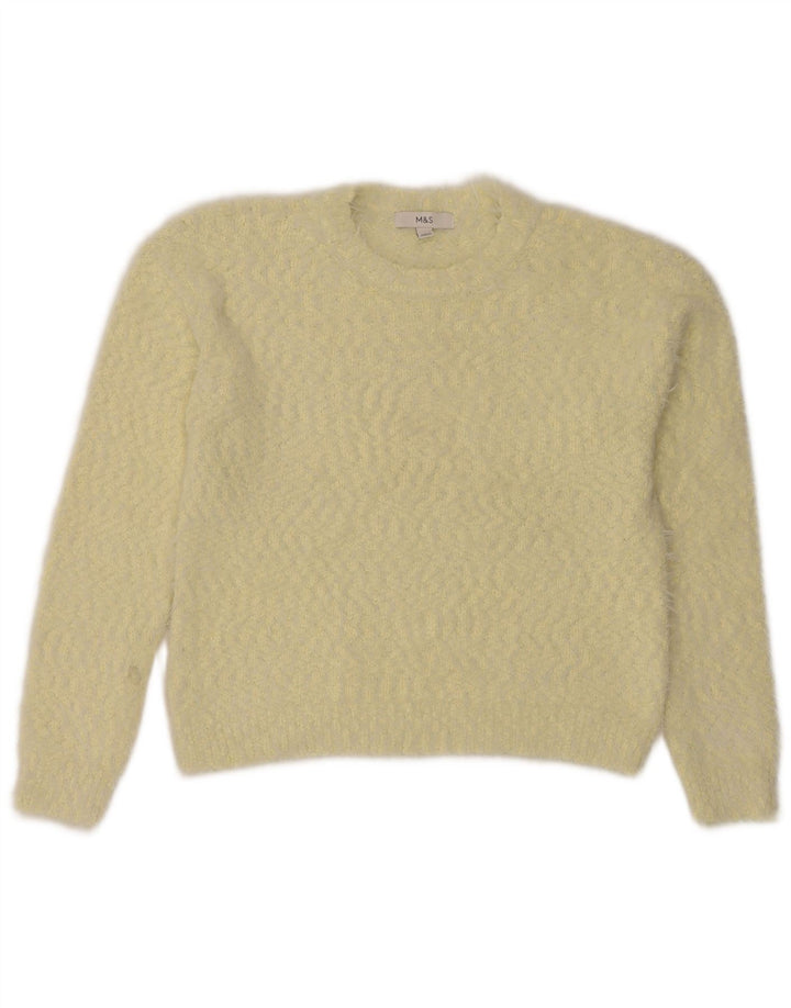 Marks & Spencer Dame sweater med rund hals DK 12 Medium Gul Flecked