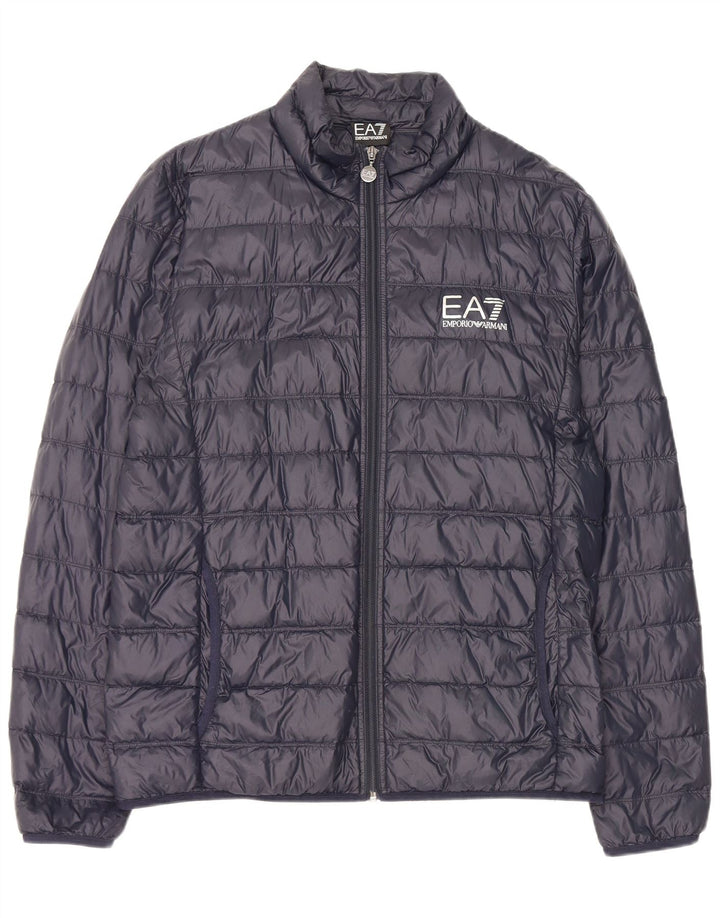 Armani Mens Graphic Padded Jacket UK 44 2XL Navy Blue Nylon