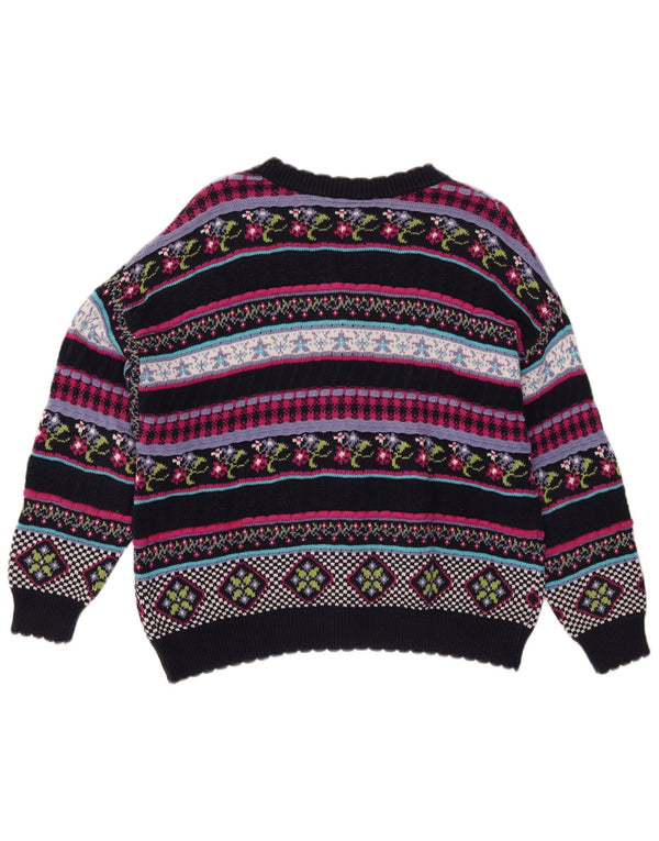 Stefanel Damen-Cardigan-Pullover UK 12 Medium Mehrfarbig Geometrisch
