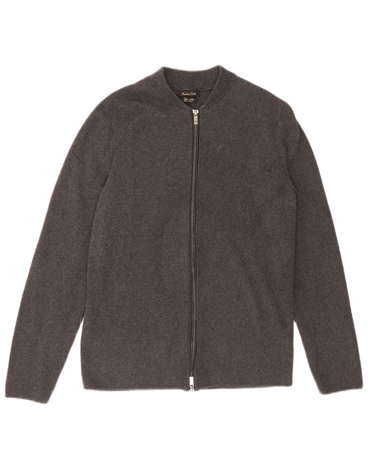 Suéter cardigã masculino Massimo Dutti algodão cinza médio
