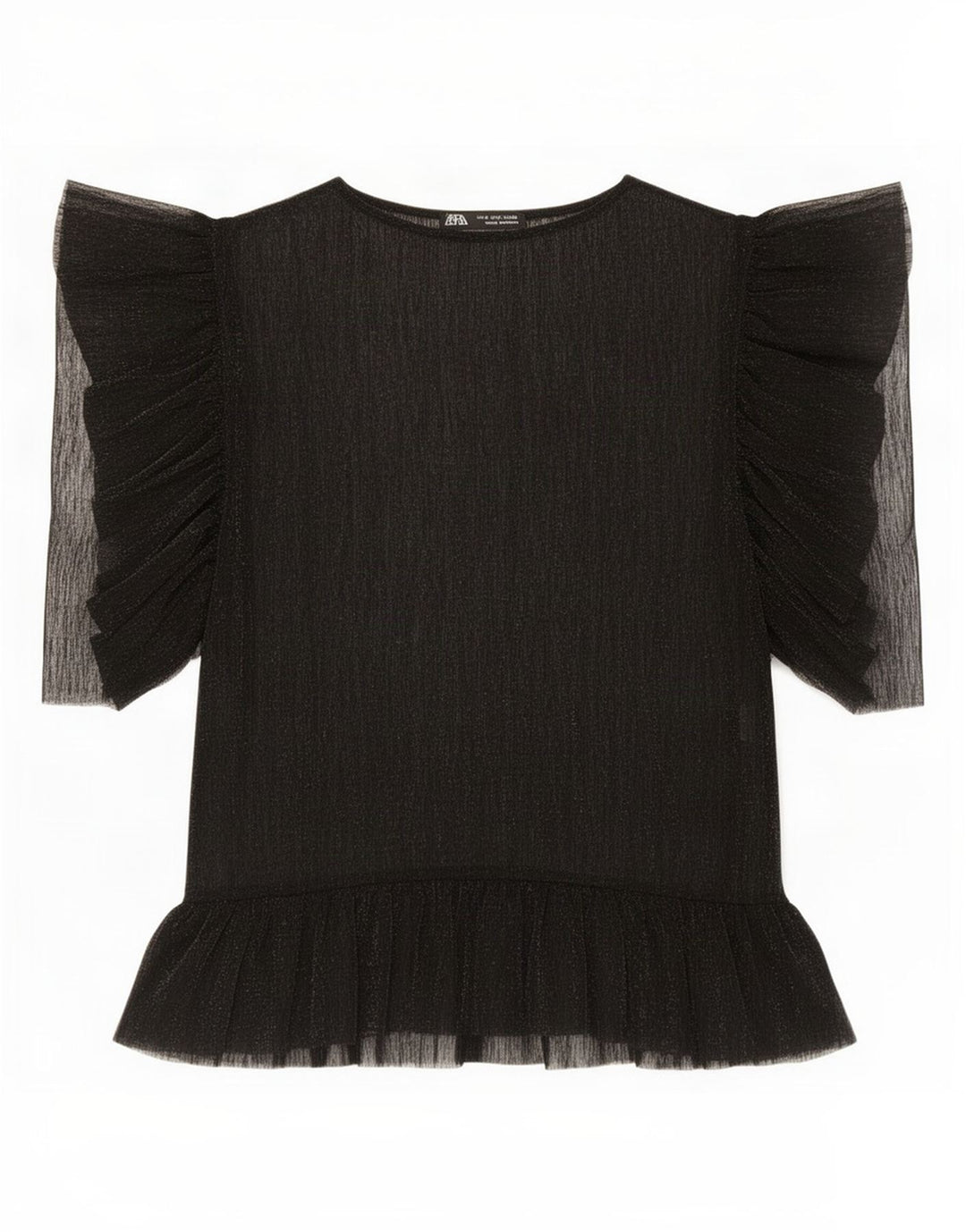 Zara Womens See Through Top UK 10 Small Black