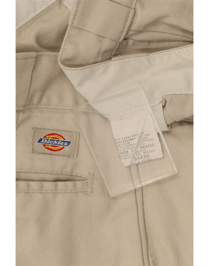 DICKIES Mens Straight Chino Trousers W34 L30 Beige Polyester