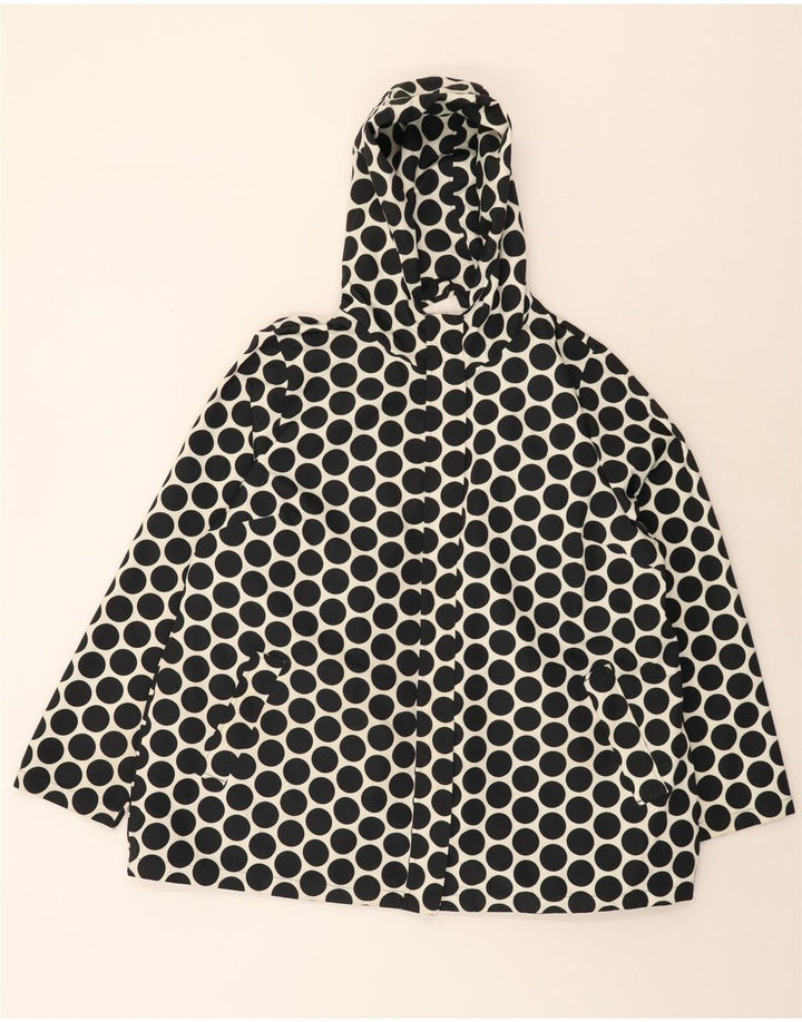 MARKS & SPENCER Womens Hooded Rain Jacket UK 20 2XL Black Polka Dot