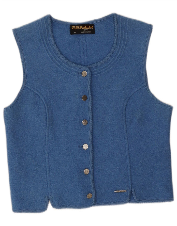 Geiger Womens Crop Waistcoat EU 42 Large Blue New Wool
