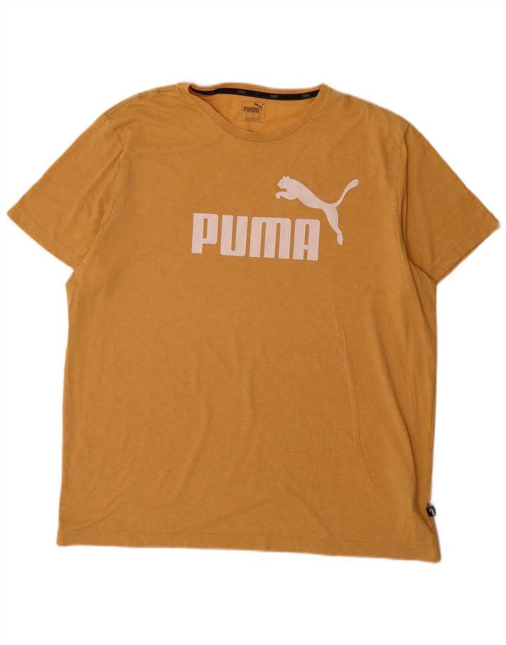 Puma Herren Grafik T-Shirt Top 2XL Gelb geflecktes Polyester