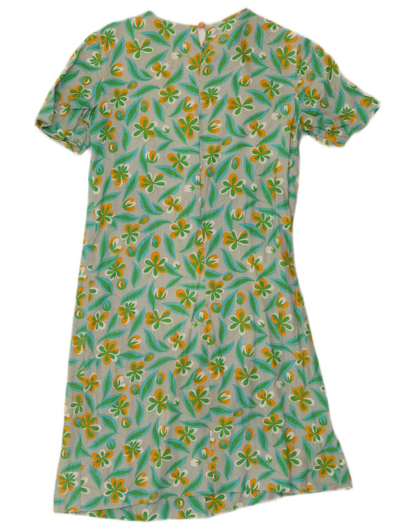 Vintage Womens Shift Dress UK 10 Small Green Floral