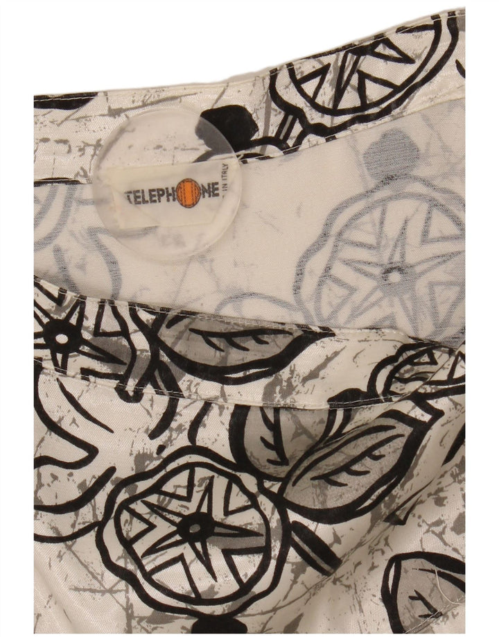 Vintage Womens Midi Pleated Skirt W29 Medium White Floral