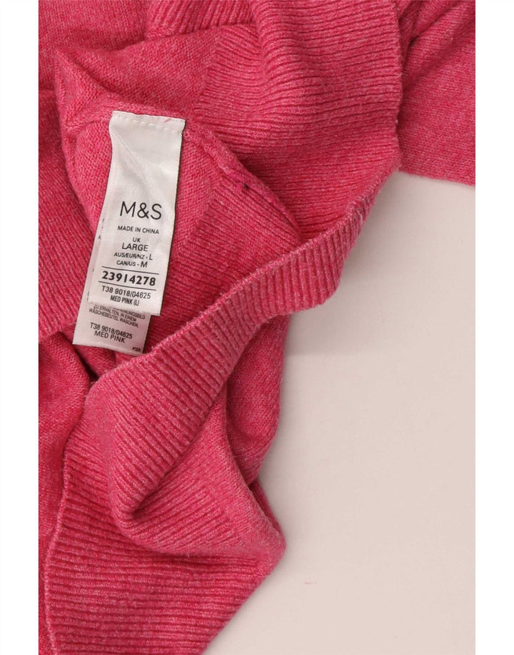 Marks & Spencer Womens Polo Neck Jumper Sweater UK 16 Large Pink Polyester