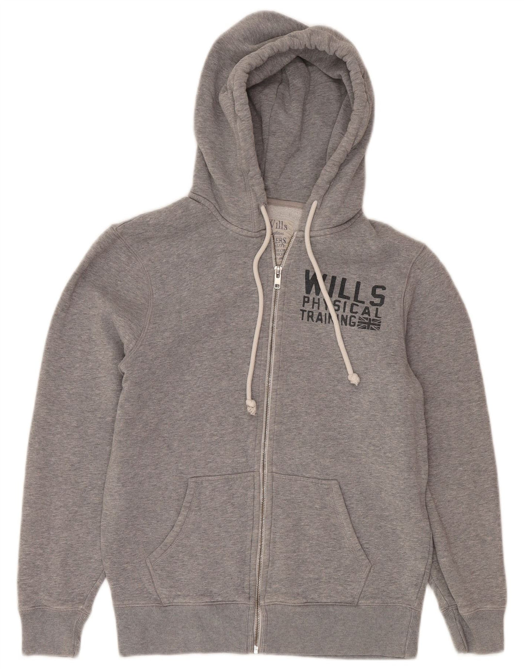 Maglione con cappuccio e zip grafica da uomo Jack Wills in cotone grigio medio