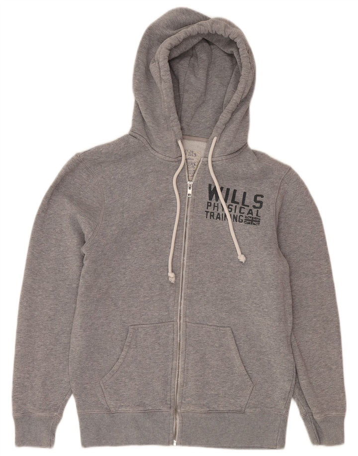 Maglione con cappuccio e zip grafica da uomo Jack Wills in cotone grigio medio