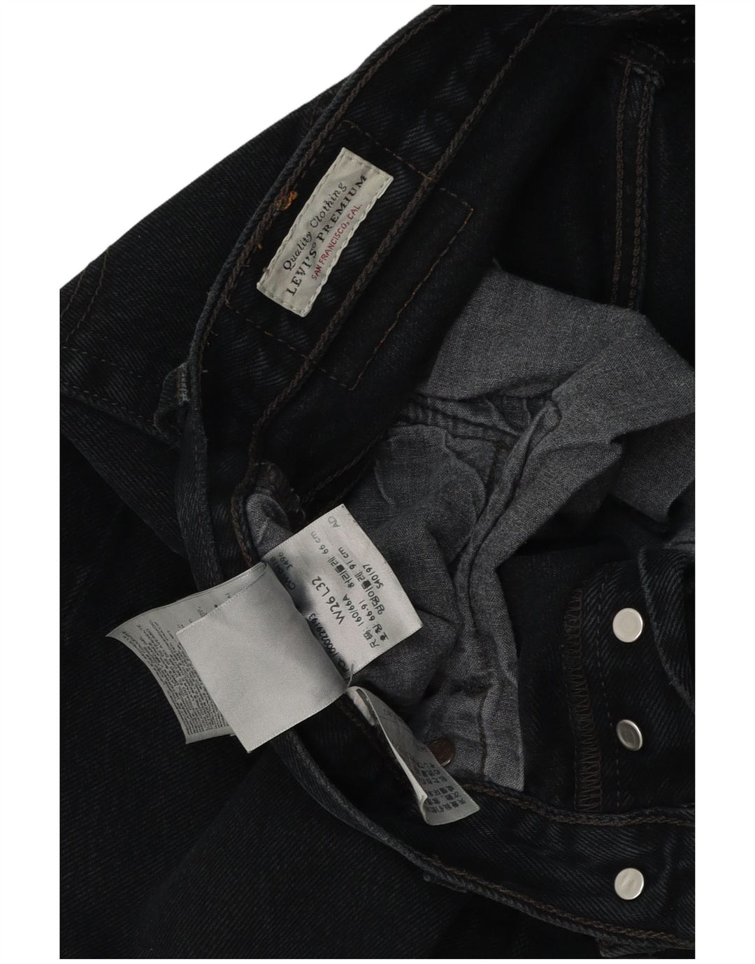 LEVI'S Womens 501 Distressed Straight Jeans W26 L32 Black Cotton