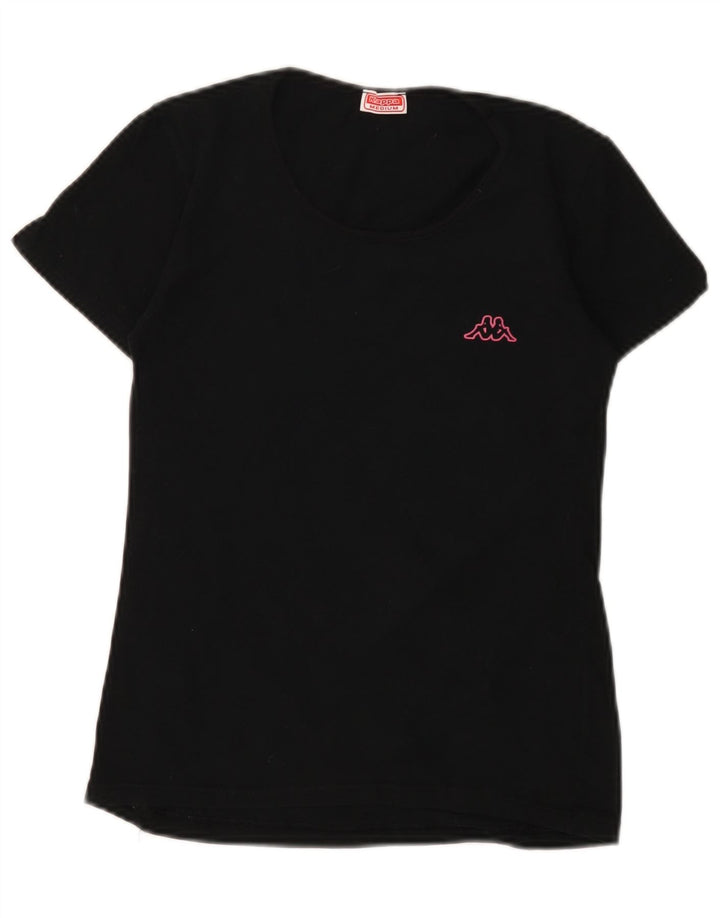 KAPPA Damen T-Shirt Top UK 12 Medium Schwarz